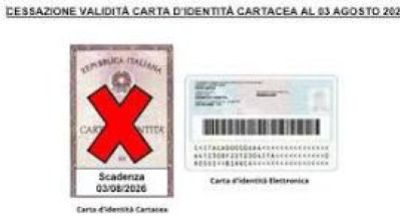 Avviso scadenza di tutte le carte di identità cartacee SCADENZA VALIDITA' CA...